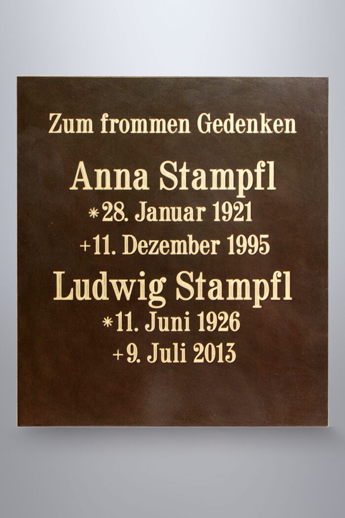 Gestaltungsbeispiel, Schrift vertieft gefräst