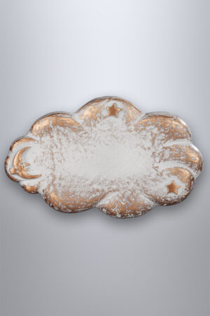 Schriftplatte Wolkenform, Patina hell